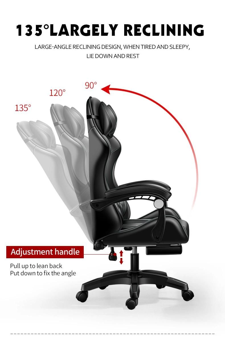 OEM ODM High Quality Comfortable High Back Computer Rocker Gaming Chair with Removable Head Rest Lumbar Cushion