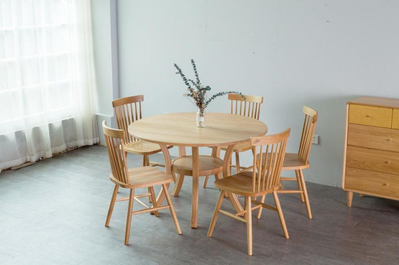 Nordic Minimalist Original Solid Wood Home 6-Seater Round Dining Table 0288