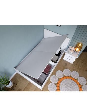Wood Frame Luxury Bedroom Set Furniture King Size White Color Leather Bed