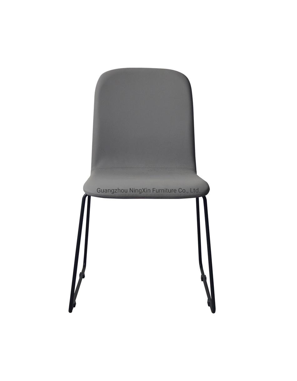 MID Centry Indoor Wire Legs PU Leather Stackable Dining Armless Chair