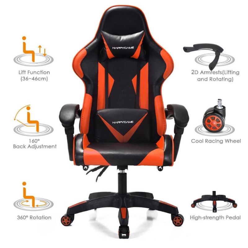 Hot Sale Swivel Reclining Gaming Chair with LED RGB Light