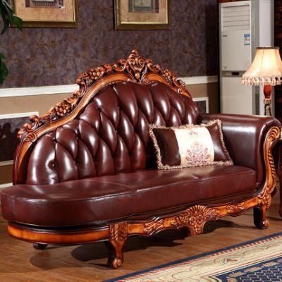 Authentic Leather Chaise Sofa Couch in Optional Sofas Color for Living Room Furniture