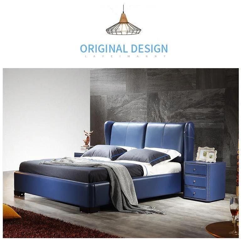 Latest Design Faux Leather Upholstered Bed with LED for Bedroom Furniture