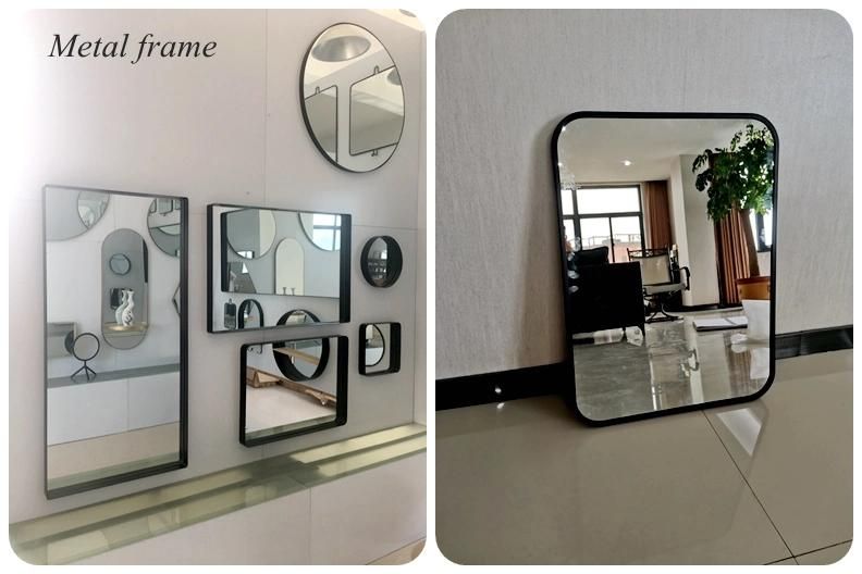 Modern Design Home, Bathroom, Bedroom Decorative Hanging Wall Mounted Framed Vanity Mirror with Adjustable Leather Strap