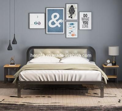 Factory Custom Full Size Cover Leather Cushion Headboard Iron Bed