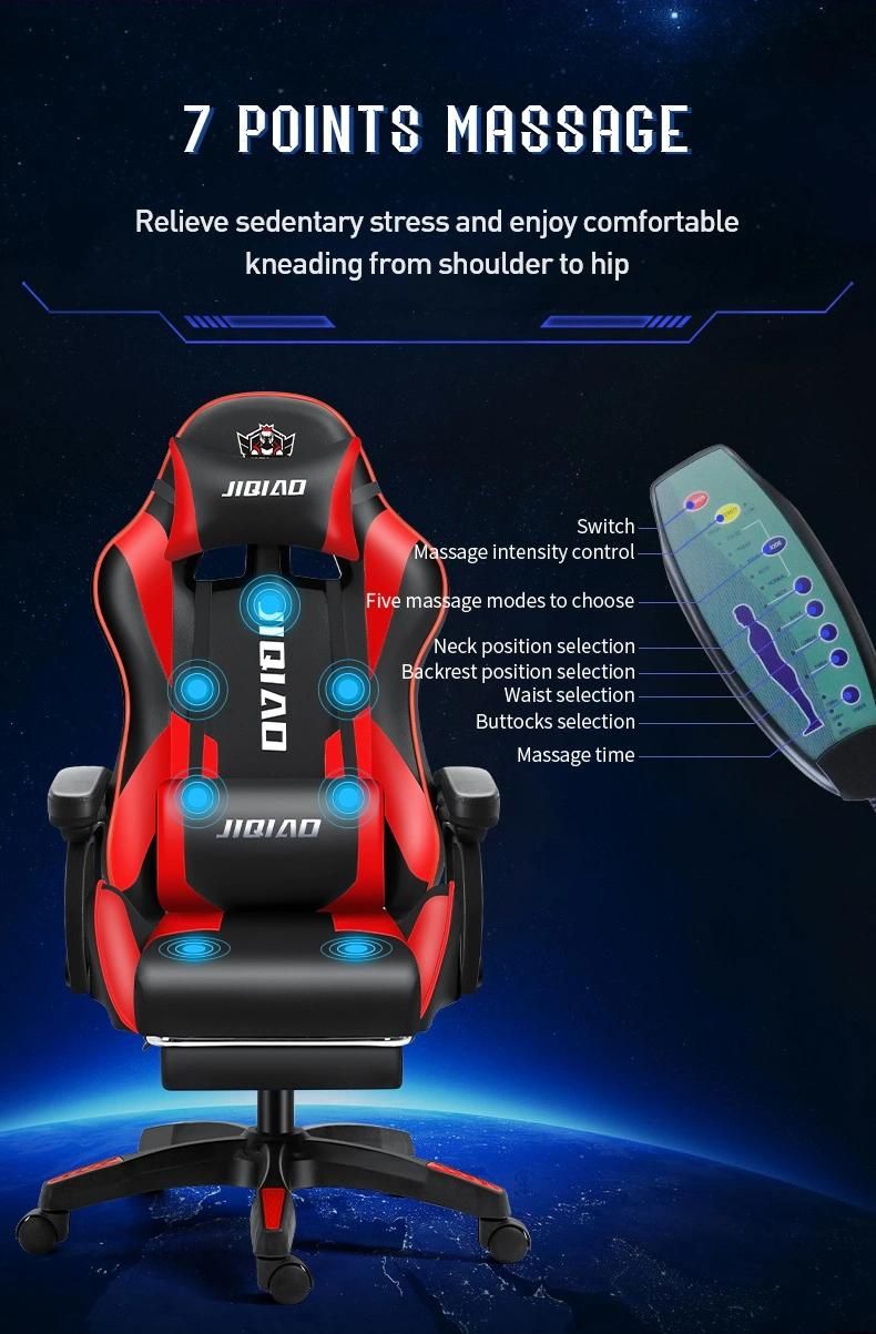 Custom Logo Office Furniture Adjustable PC Leather Racing Style Ergonomic LED Silla Gamer RGB Office Gaming Chair with Light