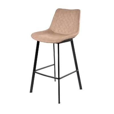 Modern Vintage Retro Cheap Kitchen Breakfast Faux Leather Bar Stools Upholstered High Counter Bar Chair with Backrest Footrest