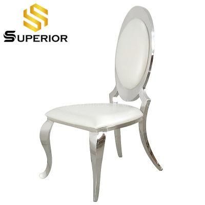 Wholesale Contemporary Luxury Dubai White Leather Dining Chair Stainless Steel