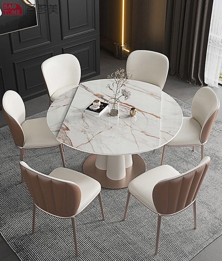 Hot Self Modern Style Hotel Chinese Home Living Room Furniture PU Leather Slate Dining Table
