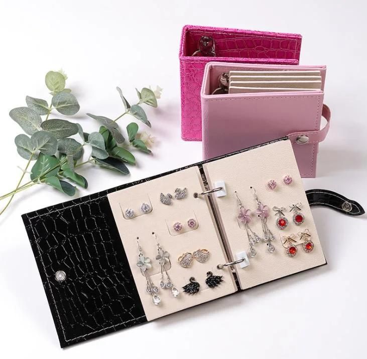 PU Leather Jewelry Storage Box Jewelry Frame Earring Display Stand Earring Stud Storage Book Display Box