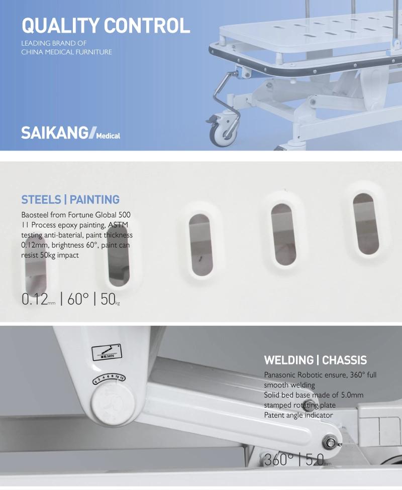 Skb038-4 Multifunction Metal Single Crank Adjustable Manual Transport Emergency Hospital Patient Trolley Manufacturers