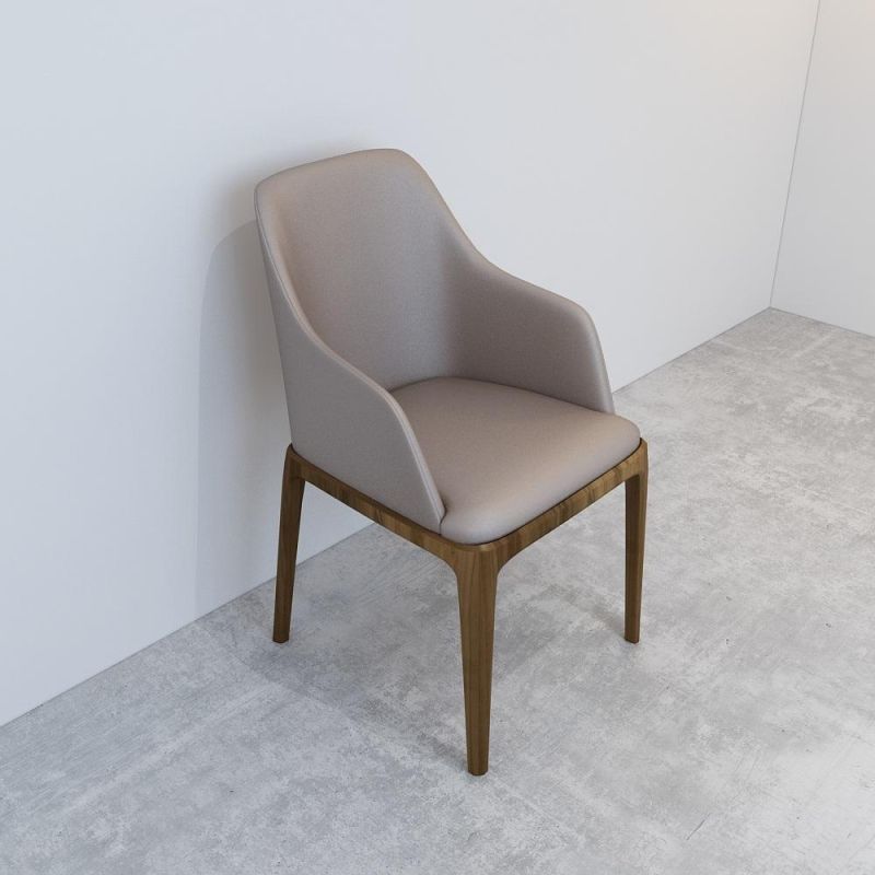 Wooden Dining Chair in Artificial Leather