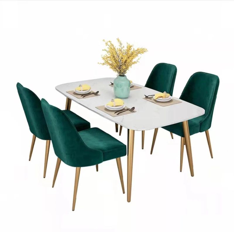 Chair Dining Room Upholstered Chair PU Leather with Metal Legs