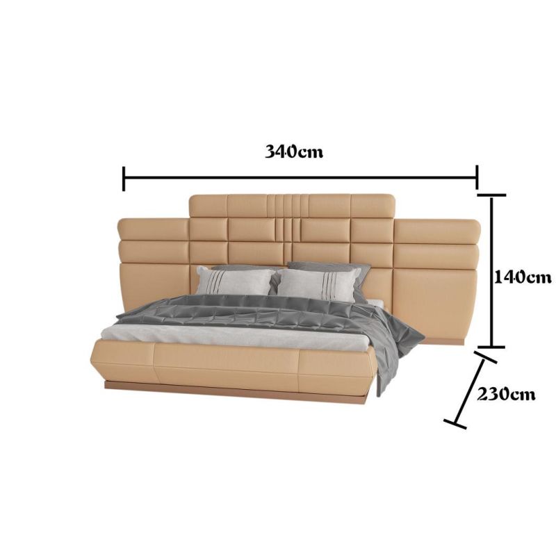 Contemporary Style European Home Furniture Headrest Bedroom Leather Luxury Big Size Bed