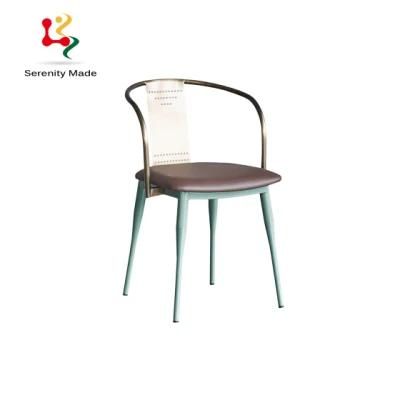 Simple Design Cafe Furniture Metal Leather Dining Chairs
