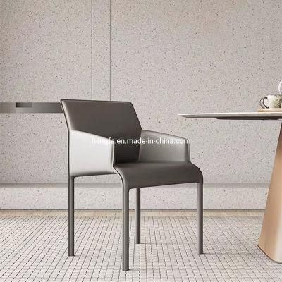 Nordic Custom Modern Restaurant Living Room Upholstered Metal Leather Dining Chair