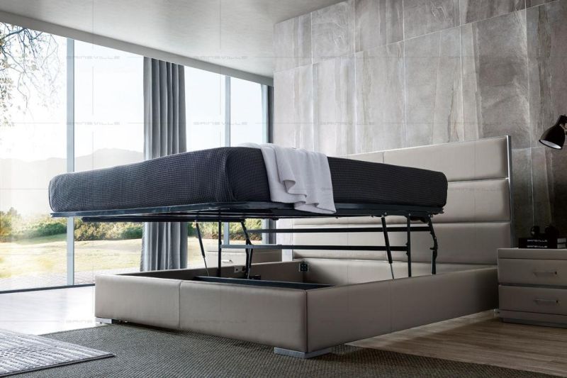 Cream Color Home Furniture Bedroom Furniture Set Leather Extension Bed for Hotel