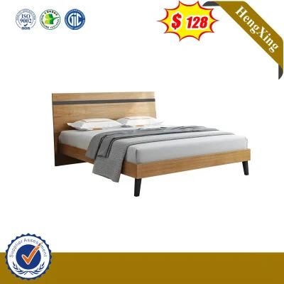 Foshan Home Furnishing King Queen Double Single Size Golden Wooden Panel Bed