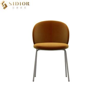 Restaurant Ultra Modern Fabric Upholstery Dining Chairs with Stainless Steel Lghs