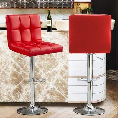 Factory Outlet Red Leather Swivel Bar Chair