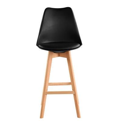 Dinner Wooden Wood Frame PP Plastic Seat Height Bar Stool Furniture for Smartbar Homebar Counter Cafe Restaurant High Bar Chair