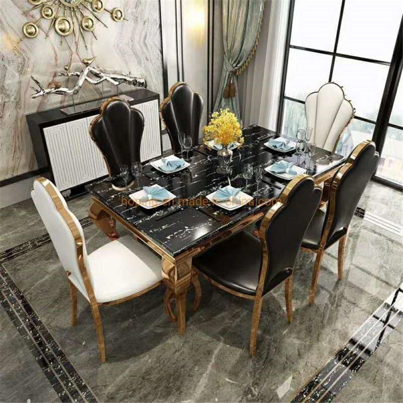 Banquet Hall Event Dinner Chair Furniture Marble Glass Top Wedding Table Decor Hotel Restaurant and Coffee Shop Round Dining Table