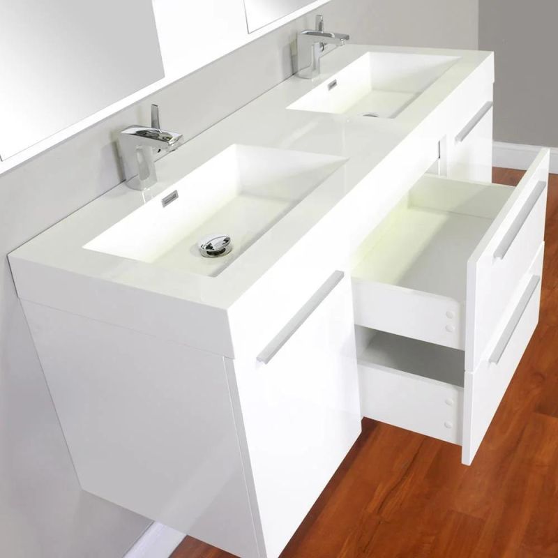 China Manufacturer Wholesale Waterproof Luxury Modern Furniture Wall Mounted Knock Down Double Sink Bathroom Vanity Cabinets