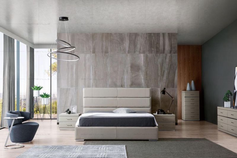 Cream Color Home Furniture Bedroom Furniture Set Leather Extension Bed for Hotel