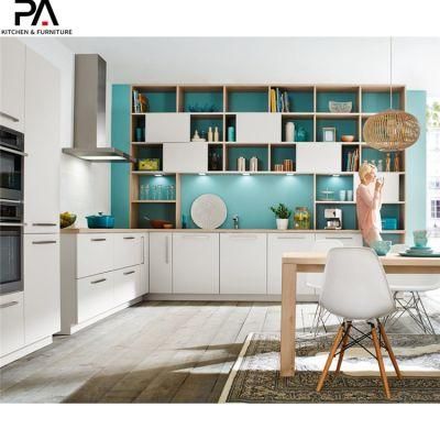 European L Shaped Kitchen Cabinet White Base Cabinet with Wall Cabinet