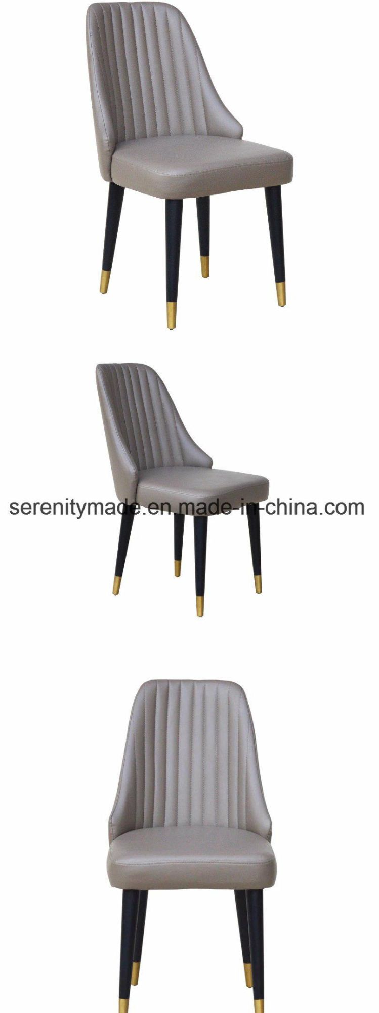 High-Grade Furniture Polished Feet PU Leather Upholstered Dining Side Chair