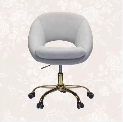 Golden Chrome Base Swivel Office Table Chair with High Back