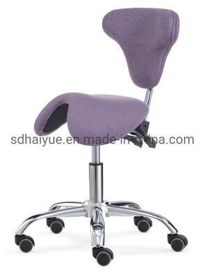 Rolling Stool Chair with Adjustable Height and PU Leather Backrest Medical