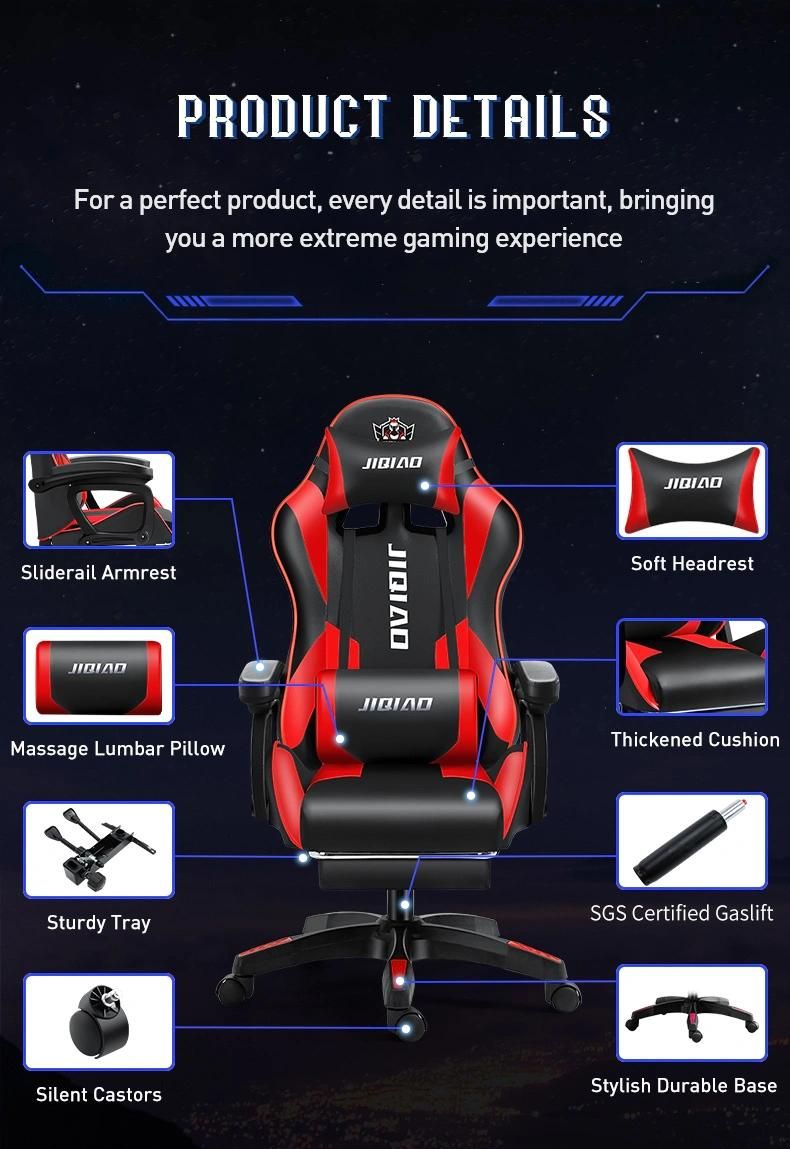 Custom Logo Office Furniture Adjustable PC Leather Racing Style Ergonomic LED Silla Gamer RGB Office Gaming Chair with Light