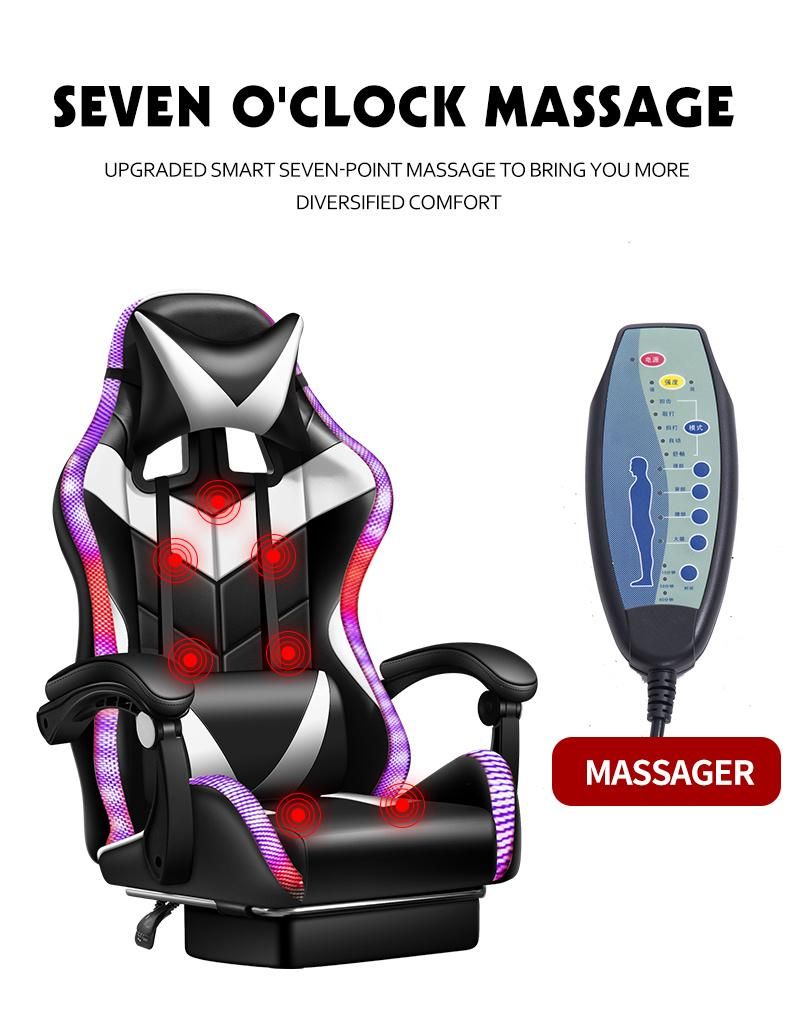 CE Approval Custom China Black Blue Wooden Frame LED PU Leather Office Adult Ergonomic RGB Racing Computer PC Gamer Gaming Chair for Sale