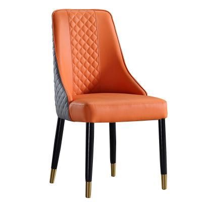 Wholesale Luxury Leather Dining Chair Solid Metal Legs Dining Chair