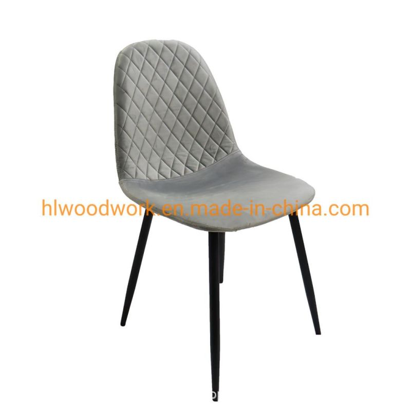 Indoor Outdoor Luxury Nordic Style Home Furniture Restaurant Leather Velvet Modern Dining Chair New Velvet Metal Leg Dining Chairs