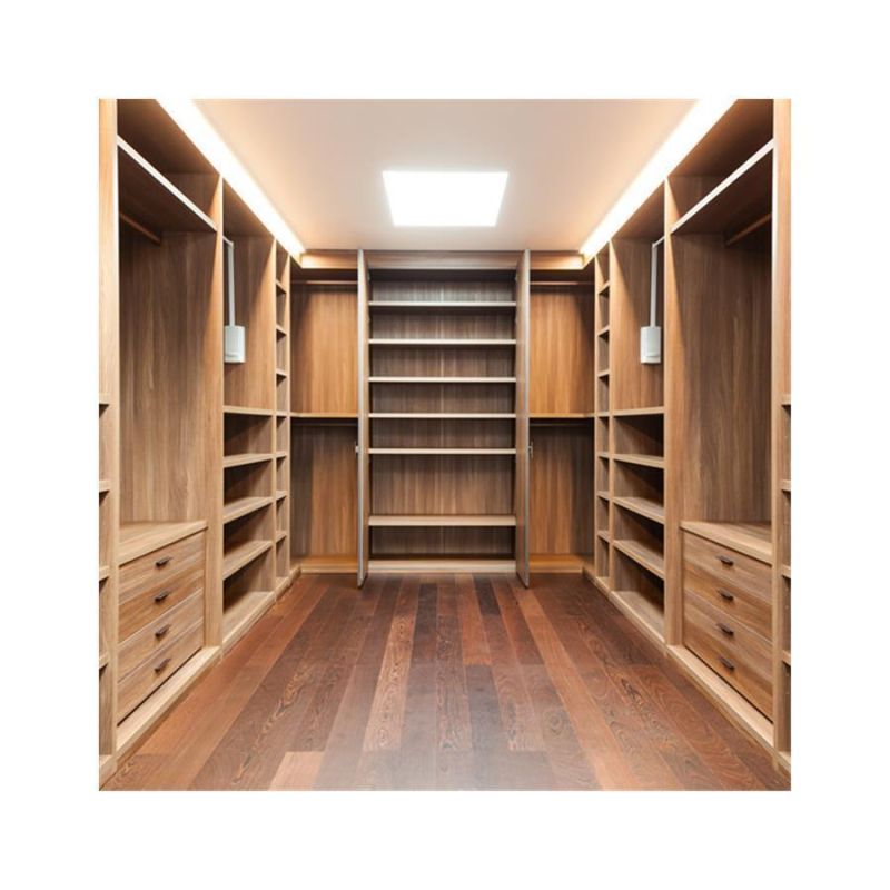 Modern Luxury Open Door Floor to Ceiling Wardrobe Modern Solid Wood and Leather Closets Modular Walk in Bedroom Wardrobe