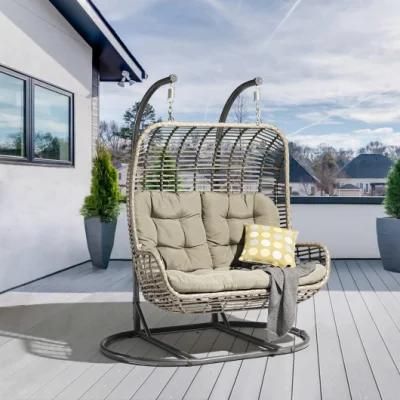Outdoor Aluminium Frame Furniture Two-Seater Swing Bed Chair with Cushion