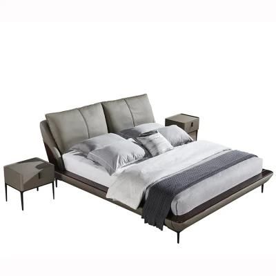 Luxury Platform Bed Room Funirure Upholstered PU Leather King Size Bed