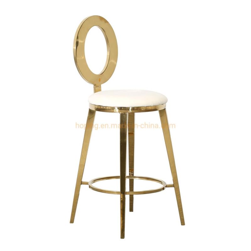 Modern Round Cocktail Gold Stainless Steel Comfortable Luxury Furniture Cross Back Metal Bar Stools
