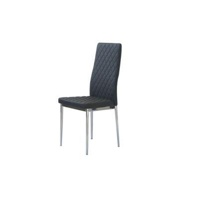 Modern Home Outdoor Office Furniture Comfortable PU Leather Back Electroplated Dining Chair