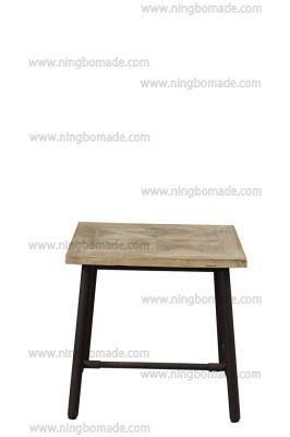 Nordic Modern Metal Furniture Natural Reclaimed Elm and Black Iron Square Corner Coffee Table