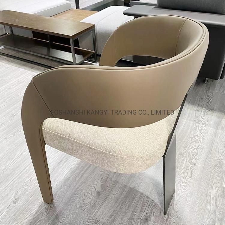 Living Room Fabric Chair Modern Leather Frame Fabric Top Chairs with Stainless Steel Leg and Wood Legs Hotel Chair Furniture