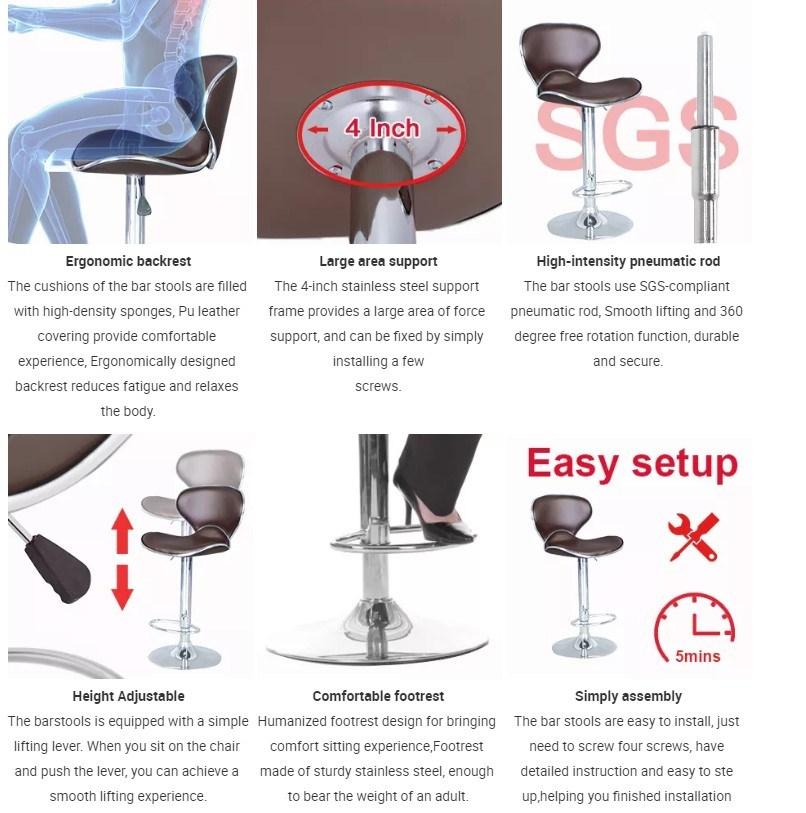 Height Adjustable Swivel Bar Chair with Footrest