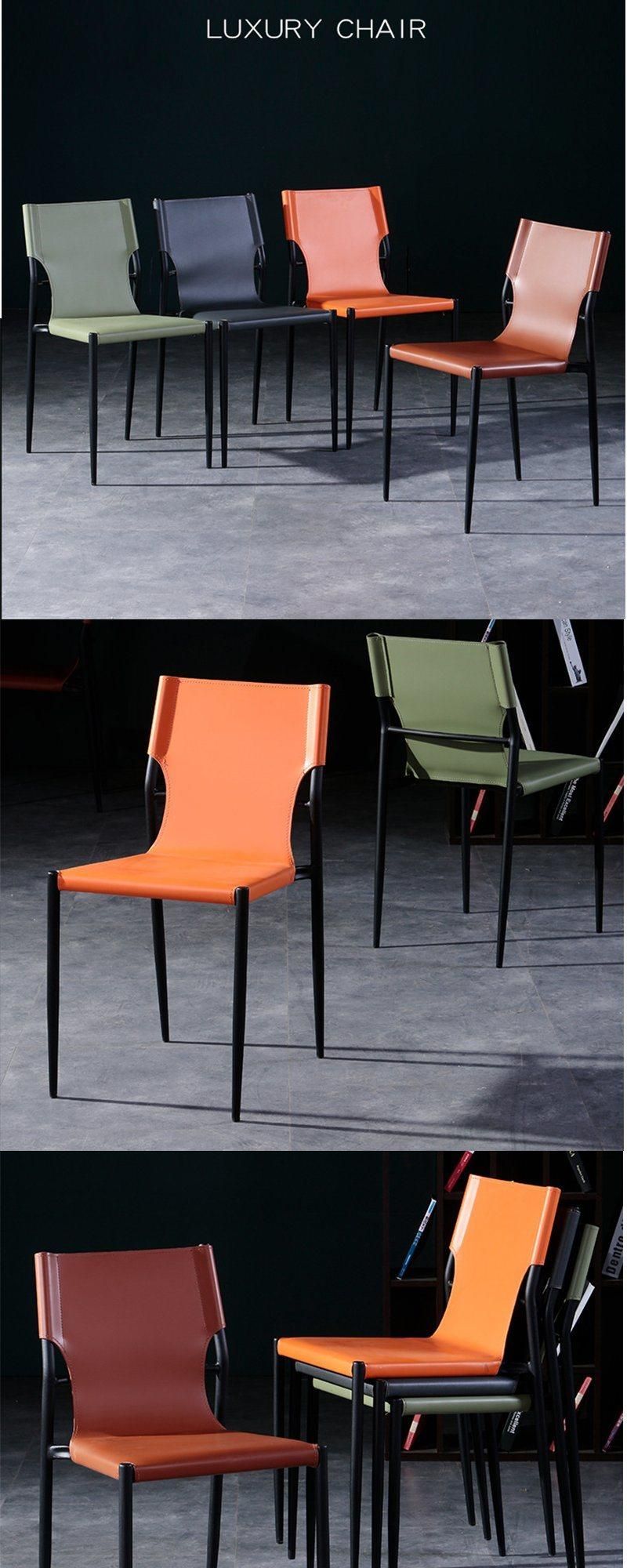 PU Leather Stackable Metal Steel Restaurant Dining Chair Rental Event Wedding Dining Furniture