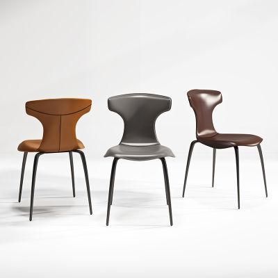 Saddle Leather Family Nordic Hotel Industrial Stool Designer Simple Italian Dining Chair