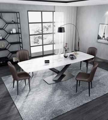 Modern Home Restaurant Furniture Dining Set with Carbon Tool Steel Chair Leg