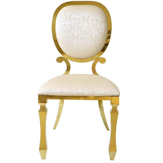 Hotel Furniture Round Back PU Leather Seat Dining Gold Chair