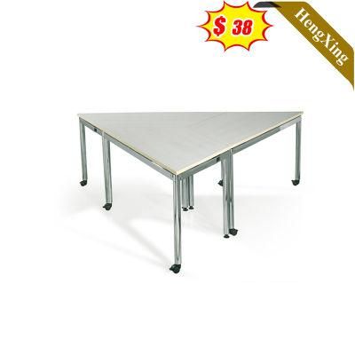 Metal Wooden Office Furniture Meeting Sliding Movable Adjustable Conference Room Stackable Folding Training Tables