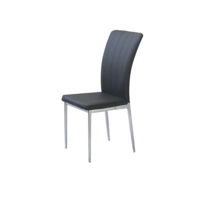 Wholesale Furniture High Back Black PU Leather Dining Chair with Metal Leg
